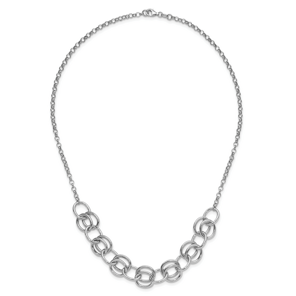 Leslie's Sterling Silver Rhodium-plated Fancy Link Necklace - Image 4