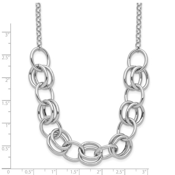 Leslie's Sterling Silver Rhodium-plated Fancy Link Necklace - Image 5