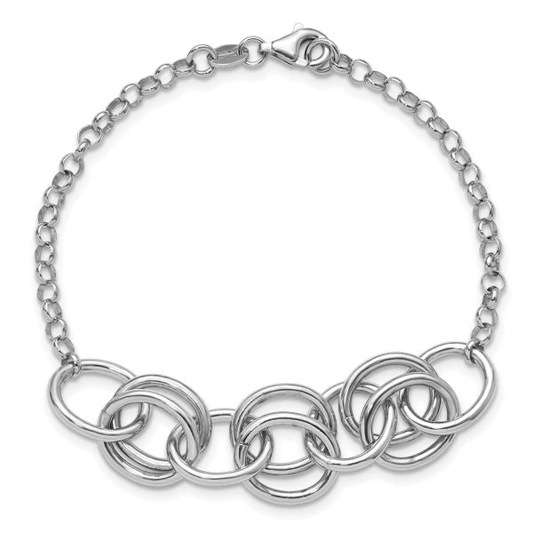 Leslie's Sterling Silver Rhodium-plated Fancy Link Bracelet - Image 4