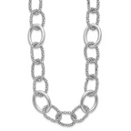Leslie's Sterling Silver Rhodium-plated Fancy Link with 2in ext. Necklace - Image 2