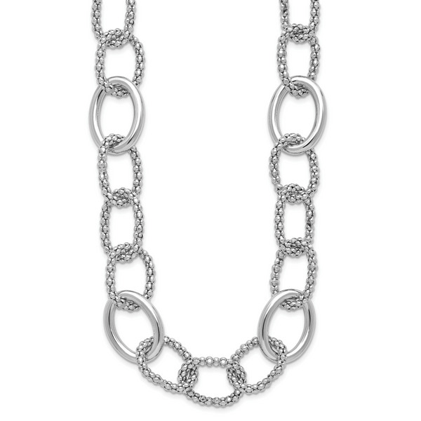 Leslie's Sterling Silver Rhodium-plated Fancy Link with 2in ext. Necklace - Image 2