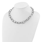 Leslie's Sterling Silver Rhodium-plated Fancy Link with 2in ext. Necklace - Image 3