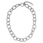 Leslie's Sterling Silver Rhodium-plated Fancy Link with 2in ext. Necklace - Image 4