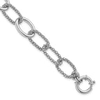 Leslie's Sterling Silver Rhodium-plated Fancy Link with 1.5in ext. Bracelet