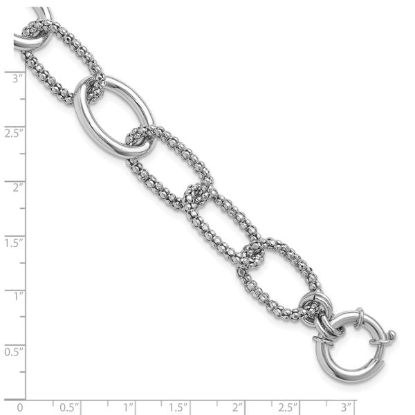 Leslie's Sterling Silver Rhodium-plated Fancy Link with 1.5in ext. Bracelet - Image 5