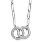 Leslie's Sterling Silver Rhodium-plated Fancy Link w/1.75in ext. Necklace