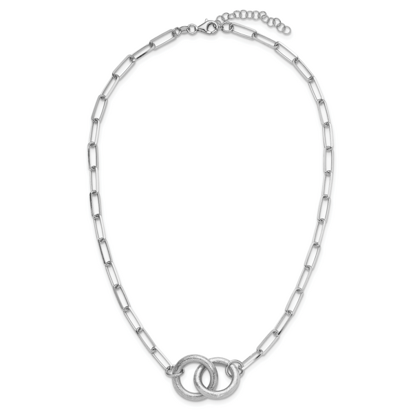 Leslie's Sterling Silver Rhodium-plated Fancy Link w/1.75in ext. Necklace - Image 4