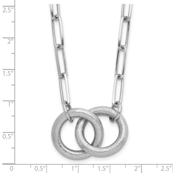 Leslie's Sterling Silver Rhodium-plated Fancy Link w/1.75in ext. Necklace - Image 5