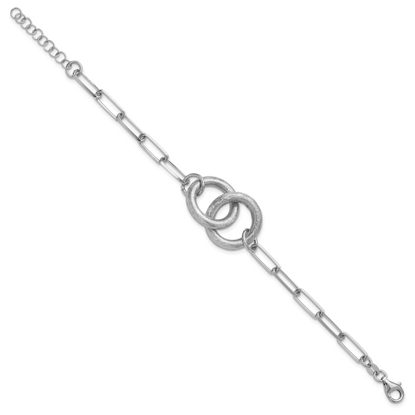 Leslie's Sterling Silver Rhod-plated Fancy Link with 1.25in ext. Bracelet - Image 2