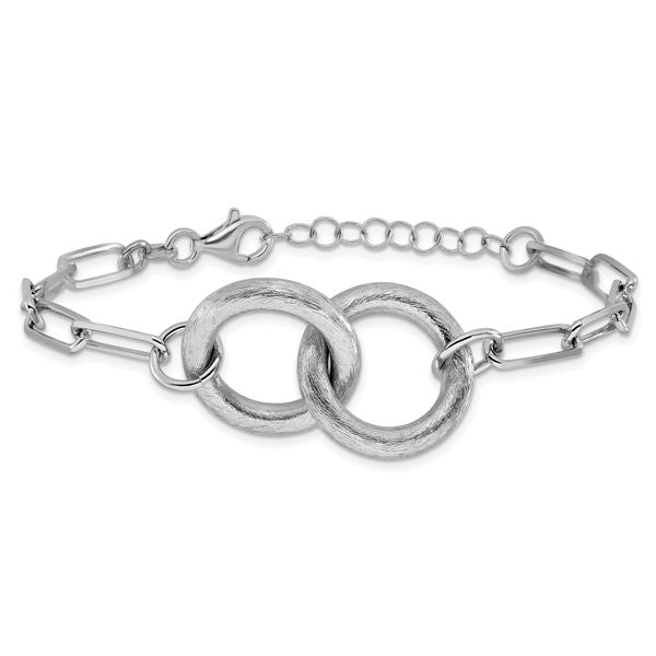 Leslie's Sterling Silver Rhod-plated Fancy Link with 1.25in ext. Bracelet - Image 3