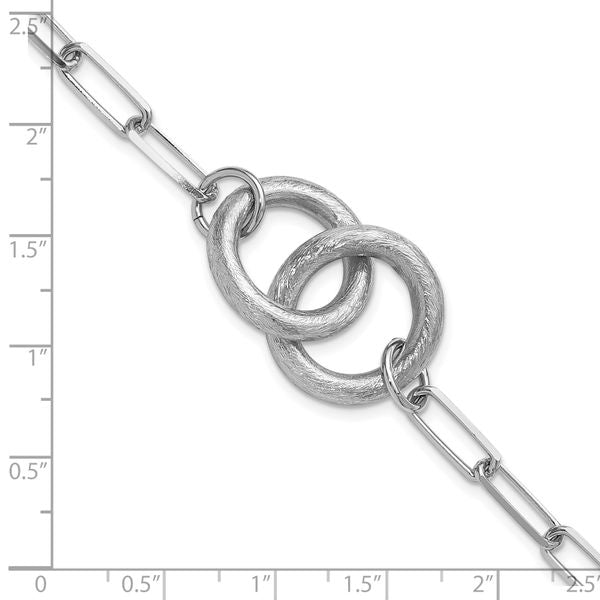 Leslie's Sterling Silver Rhod-plated Fancy Link with 1.25in ext. Bracelet - Image 5