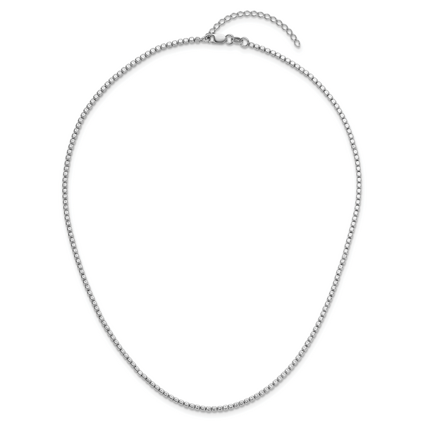 Leslie's Sterling Silver Rhodium-plated Beaded with 2in ext. Necklace - Image 4