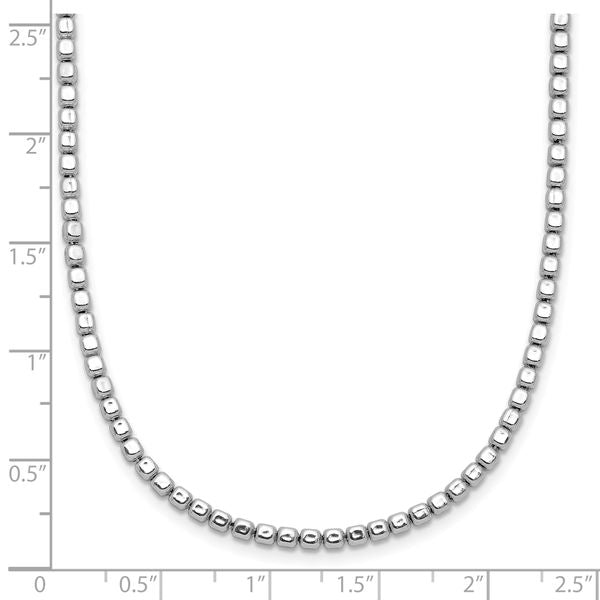 Leslie's Sterling Silver Rhodium-plated Beaded with 2in ext. Necklace - Image 5