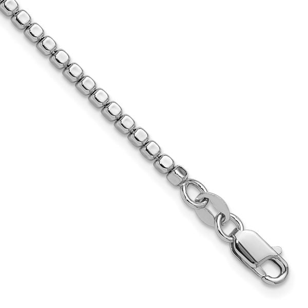 Leslie's Sterling Silver Rhodium-plated Beaded with 1in ext. Bracelet