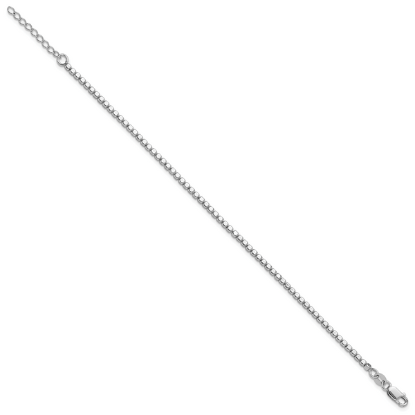 Leslie's Sterling Silver Rhodium-plated Beaded with 1in ext. Bracelet - Image 2
