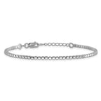 Leslie's Sterling Silver Rhodium-plated Beaded with 1in ext. Bracelet - Image 3