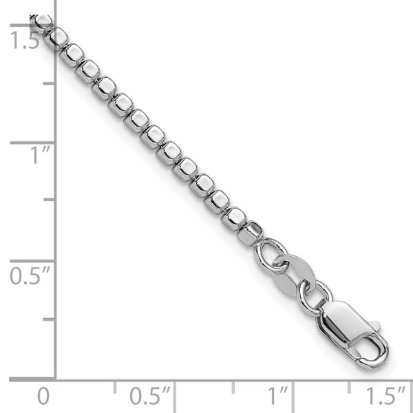 Leslie's Sterling Silver Rhodium-plated Beaded with 1in ext. Bracelet - Image 5