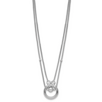 Leslie's Sterling Silver Rh-plat 2-strand Beads/Circle 17in w/2in ext. Neck - Image 2