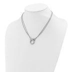 Leslie's Sterling Silver Rh-plat 2-strand Beads/Circle 17in w/2in ext. Neck - Image 3