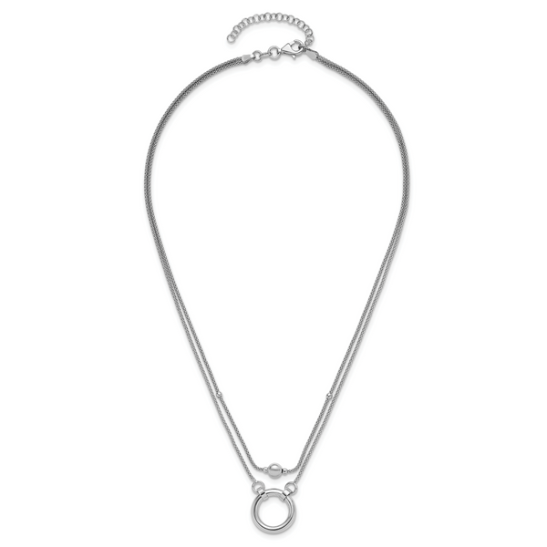 Leslie's Sterling Silver Rh-plat 2-strand Beads/Circle 17in w/2in ext. Neck - Image 4
