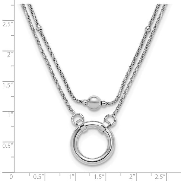 Leslie's Sterling Silver Rh-plat 2-strand Beads/Circle 17in w/2in ext. Neck - Image 5