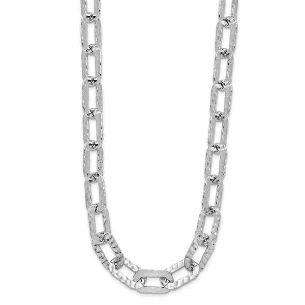 Leslie's Sterling Silver Rh-plat Polish/Hammered Fancy w/2in ext. Necklace - Image 2