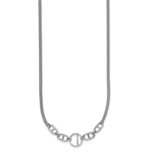 Leslie's Sterling Silver Rh-plat Polish 2-strand Fancy w/1.75in ext. Neckla - Image 2