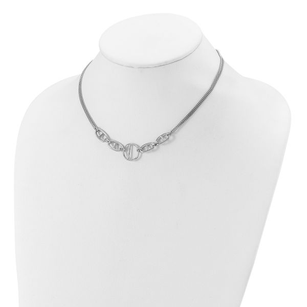Leslie's Sterling Silver Rh-plat Polish 2-strand Fancy w/1.75in ext. Neckla - Image 3