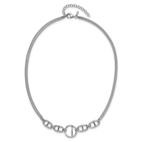 Leslie's Sterling Silver Rh-plat Polish 2-strand Fancy w/1.75in ext. Neckla - Image 4