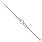 Leslie's SS Rh-plated Polished 2-strand w/Link Accent w/1in ext. Bracelet - Image 2