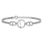 Leslie's SS Rh-plated Polished 2-strand w/Link Accent w/1in ext. Bracelet - Image 3