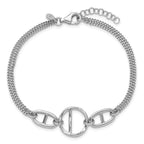 Leslie's SS Rh-plated Polished 2-strand w/Link Accent w/1in ext. Bracelet - Image 4
