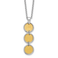 Leslie's SS Rh/Gold-plated Polished/Brushed Circles w/2in ext. Necklace