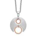 Leslie's Sterling Silver Rh/Rose gold-plat Polish/Brushed w/1in ext. Neckla