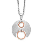 Leslie's Sterling Silver Rh/Rose gold-plat Polish/Brushed w/1in ext. Neckla