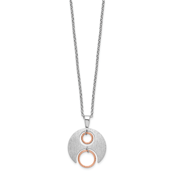 Leslie's Sterling Silver Rh/Rose gold-plat Polish/Brushed w/1in ext. Neckla - Image 2