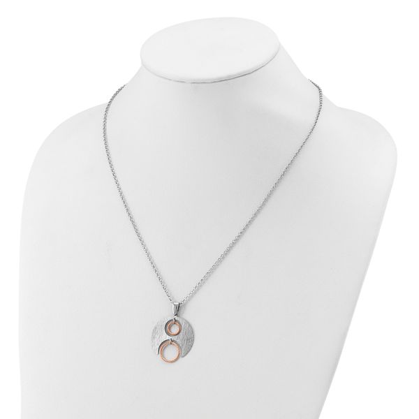 Leslie's Sterling Silver Rh/Rose gold-plat Polish/Brushed w/1in ext. Neckla - Image 3