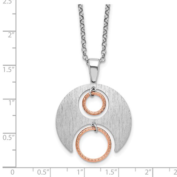 Leslie's Sterling Silver Rh/Rose gold-plat Polish/Brushed w/1in ext. Neckla - Image 5