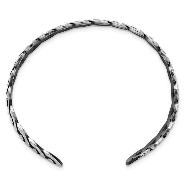 Leslie's Sterling Silver Rh-plated Antiqued Burnished Polished Cuff Bangle - Image 2