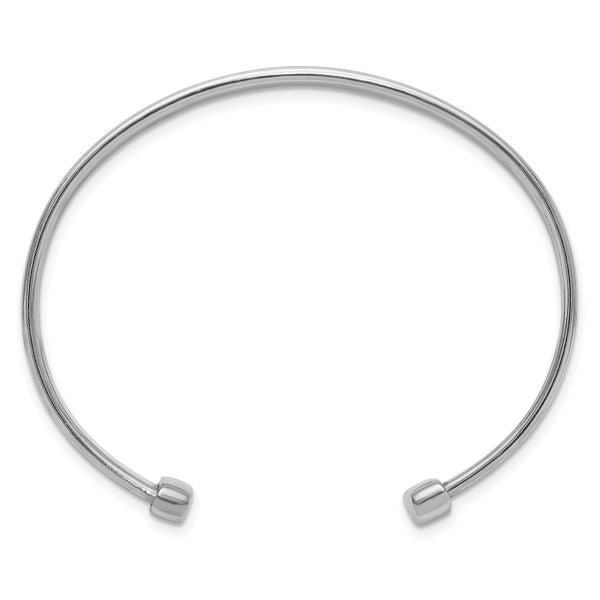 Leslie's Sterling Silver Rhodium-plated Polished/Braided Cuff Bangle - Image 2