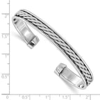 Leslie's Sterling Silver Rhodium-plated Polished/Braided Cuff Bangle - Image 3