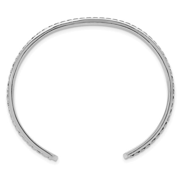 Leslie's Sterling Silver Rhodium-plated Polished Curb Link Cuff Bangle - Image 2