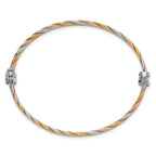 Leslie's Sterling Silver Rh-plated w/Gold and Rose-tone Hinged Bangle - Image 2