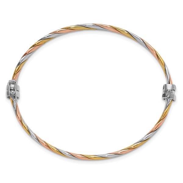 Leslie's Sterling Silver Rh-plated w/Gold and Rose-tone Hinged Bangle - Image 2