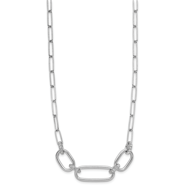 Leslie's Sterling Silver Rh-plated Polished CZ with 2in ext. Necklace - Image 2