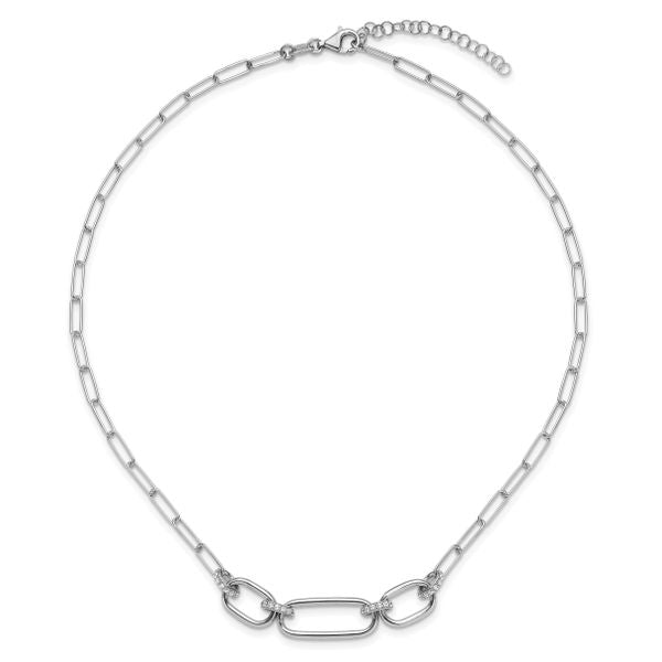 Leslie's Sterling Silver Rh-plated Polished CZ with 2in ext. Necklace - Image 4