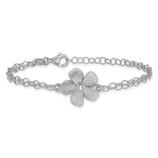 Leslie's SS RH-plat Radiant Essence Pol/Scratch CZ w/1in ext. Bracelet - Image 3