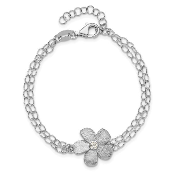Leslie's SS RH-plat Radiant Essence Pol/Scratch CZ w/1in ext. Bracelet - Image 4