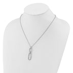Leslie's Sterling Silver Rh-plated Polished CZ with 2in ext. Necklace - Image 3