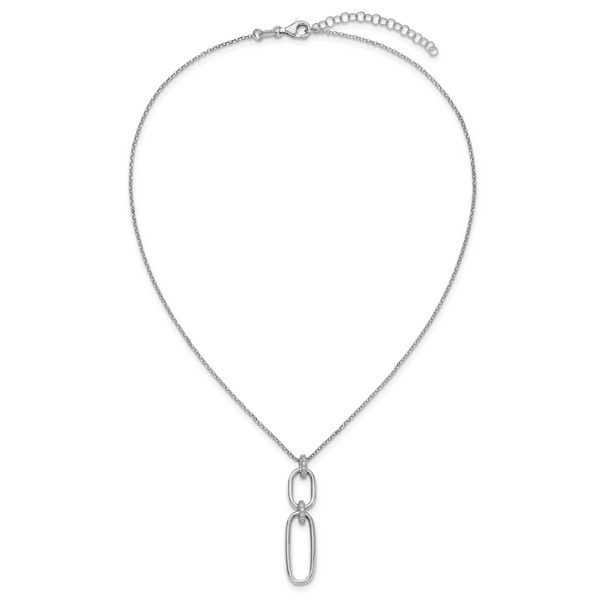 Leslie's Sterling Silver Rh-plated Polished CZ with 2in ext. Necklace - Image 4